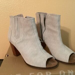 Tom’s Suede Peep Toe Booties